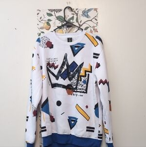 Screenshot White Sweatshirt with Blue and Black Graphic